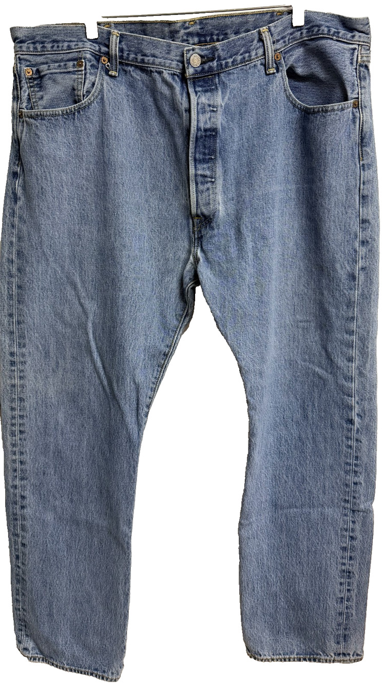 Levis 501 Jeans Men's 42X32 Blue Medium Wash Denim Classic Straight Button Fly